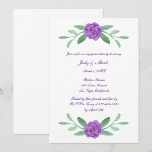 Invitation Purple Floral Green Foliage Engagement