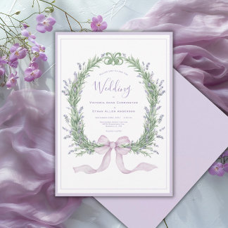 Invitation Purple Floral Whimsical Vintage Wedding