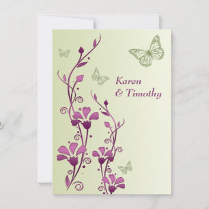 Invitation Purple, Flore verte, Mariage de papillons Inviter