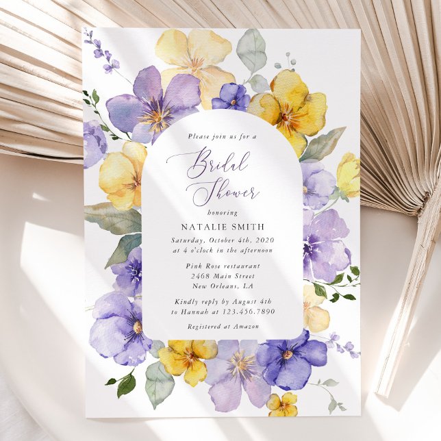 Invitation Purple Flowers, Yellow Flowers, Bridal Shower (Créateur téléchargé)