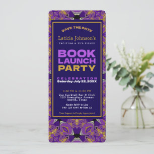 Invitation Purple Fuchsia Gold Vintage Lance Livre Lance Lanc