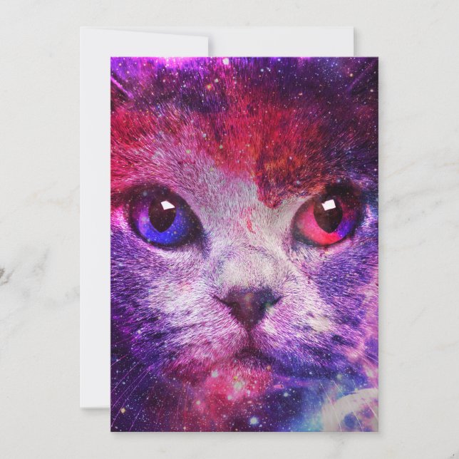 Invitation Purple Galaxy Cat  (Devant)