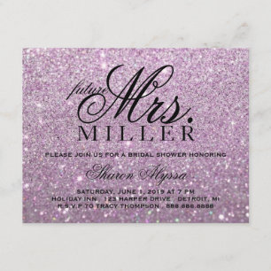 Invitation - Purple Glit Futur Mme Fête des mariée