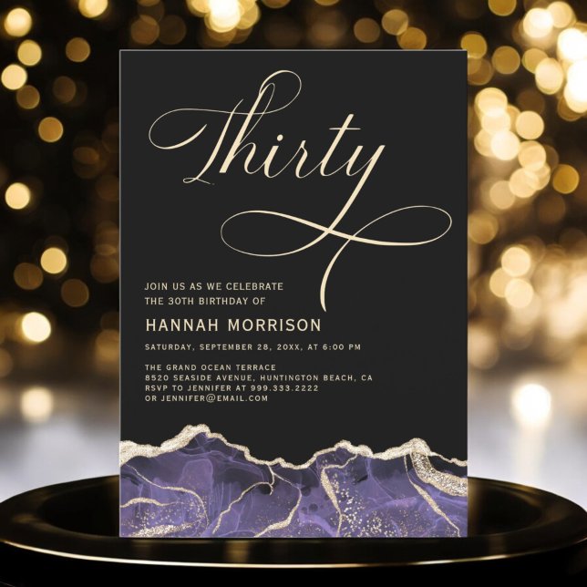Invitation Purple Gold Agate 30e fête de trente ans (Créateur téléchargé)