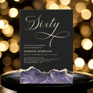 Invitation Purple Gold Agate 60e Soixante Anniversaire fête