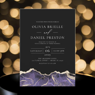 Invitation Purple Gold Agate Élégant Mariage moderne