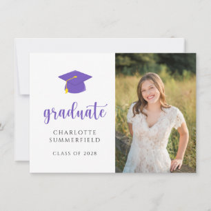 Invitation Purple Gold Casquette Tassel Graduation Party