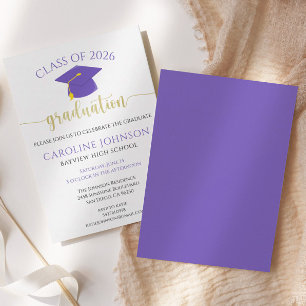 Invitation Purple & Gold Classe De Graduation Party