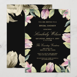Invitation Purple Gold Floral Fête des mariées de mariage de 