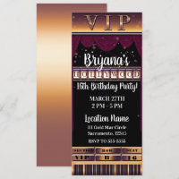 Purple Gold HOLLYWOOD Anniversaire VIP Ticket