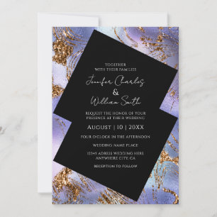Invitation Purple Gold Marbré moderne 
