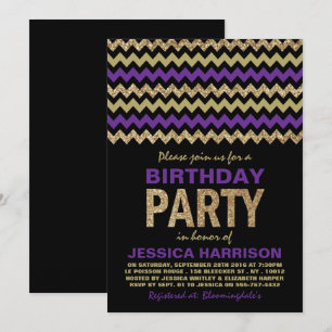 Invitation Purple & Gold Parties scintillant Chevron fête d'a