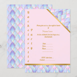 INVITATION PURPLE GOLD PINK MERMAID PARTY BACHELORETTE