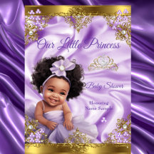 Purple Gold Princess Baby shower Ethnic Girl