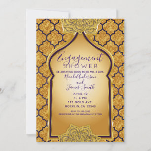 Invitation Purple Gold Royal Indien Fiançailles douche