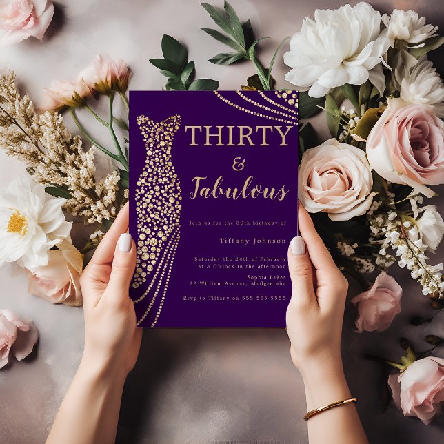 Invitation Purple & Gold Trente et fabuleux 30e anniversaire (Créateur téléchargé)
