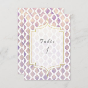 Invitation Purple Gold & White Marocain moderne Numéro de tab