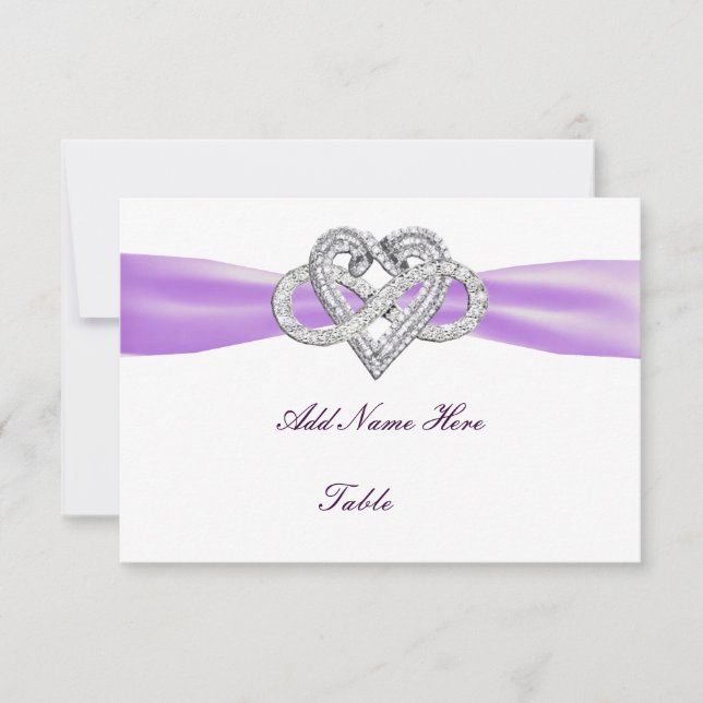 Invitation Purple Infinity Heart Mariage Table Place Card (Devant)