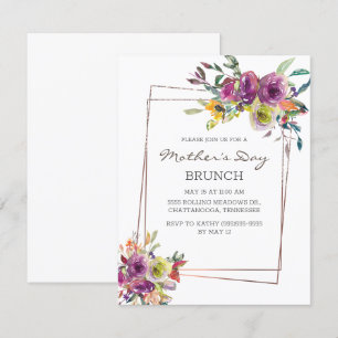 Invitation Purple Jaune Floral Géométrique Fête des Mères Bru