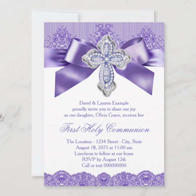 Invitation Purple Lace Cross (Devant)