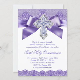 Invitation Purple Lace Cross