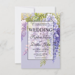 Invitation Purple lavande aquarelle fleurie glycine mariage