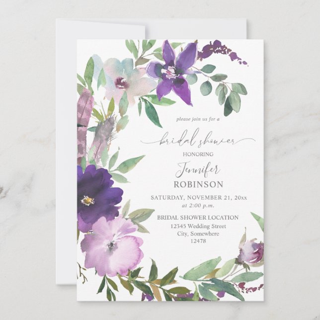 Invitation Purple - Lavande et Fête des mariées florale viole (Devant)