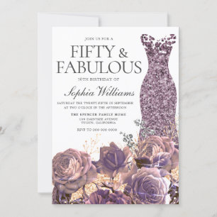 Invitation Purple Lavender Dusty Rose 50e fête d'anniversaire