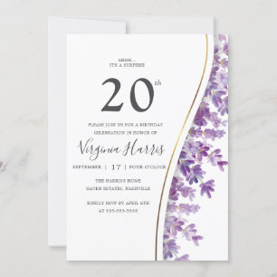 Invitation Purple Lavender Floral Vingt-vingtième anniversair