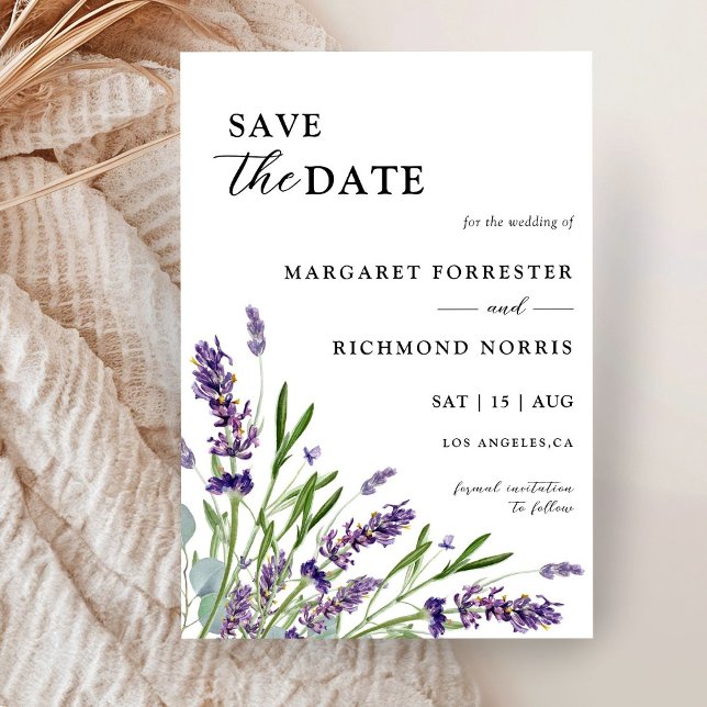 Invitation Purple Lavender Floral Wedding Enregistrer La Date (Créateur téléchargé)