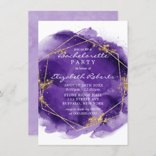 Invitation Purple Lavender Gold Paint Bachelorette Partie Inv