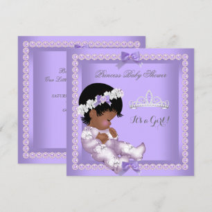 Invitation Purple Lavender Pearl Baby shower fille ethnique