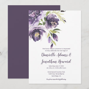 Invitation Purple Lavender Peonies Mariage de verdure