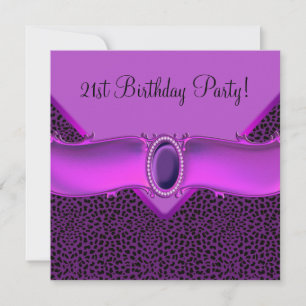 Invitation Purple Leopard 21e fête d'anniversaire