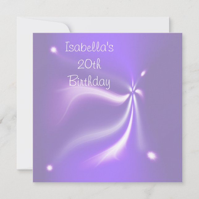 Invitation Purple Lights 20e fête d'anniversaire (Devant)