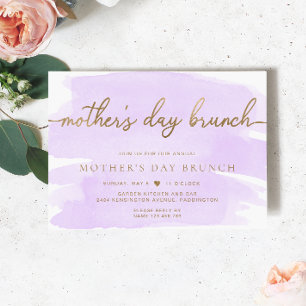 Invitation Purple Lilac Aquarelle Fête des Mères Brunch
