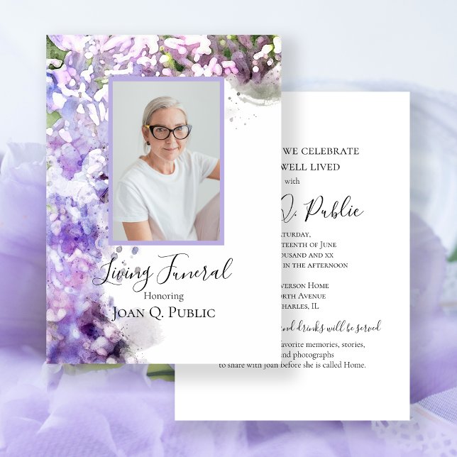 Invitation Purple Lilac Fleurs Vivant Fête funéraire (Créateur téléchargé)