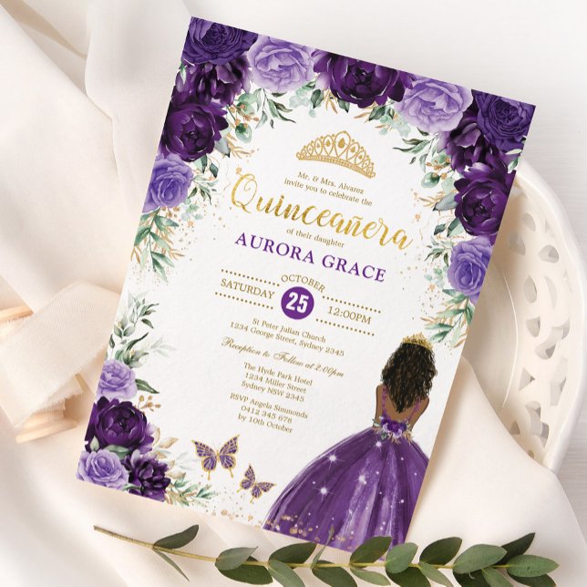 Invitation Purple Lilac Quinceañera Princess Mis Quince 15 (Créateur téléchargé)
