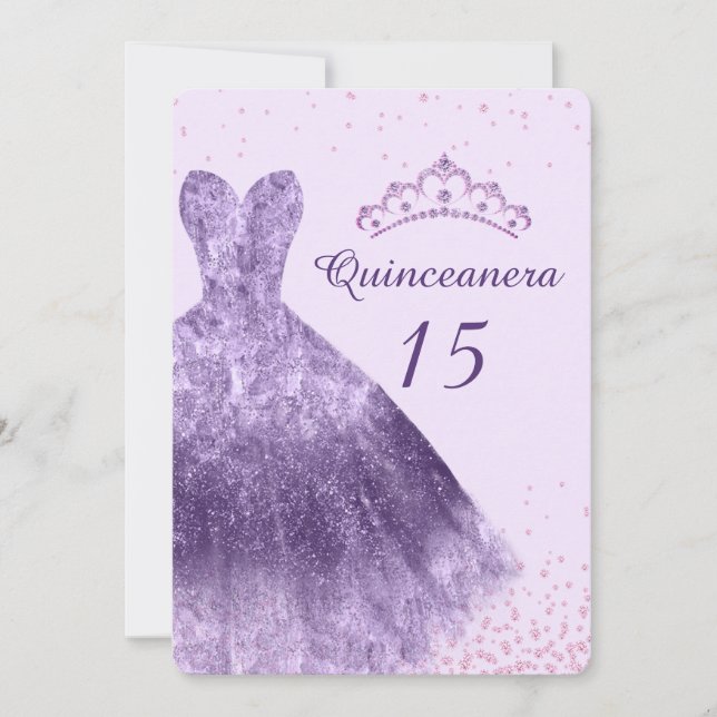 Invitation Purple Lilac Quinceanera Robe de fête Gown 15e (Devant)