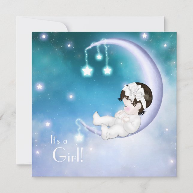 Invitation Purple Lune Baby Girl Douche (Devant)