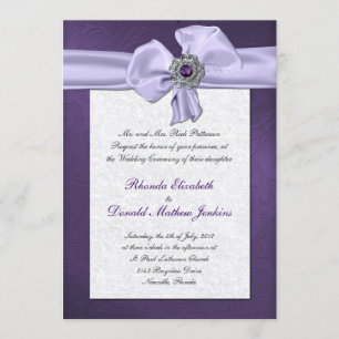 Invitation Purple Mariage damassé