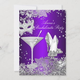 Invitation Purple Masque & Bijoux Dentelle Bachelorette