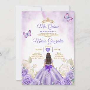 Invitation Purple Mis Quince Lavande 15 Anos Argent Couronne