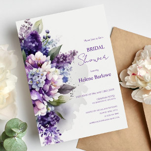 Invitation Purple Moderne Botanique Élégante Fête des mariées