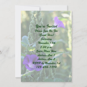 Invitation Purple Morning Glory Flowers
