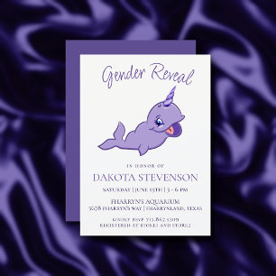 Invitation Purple Narwhal   Violet Magical Sea Unicorn Douche