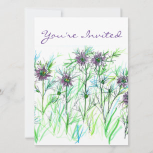 Invitation Purple Nigella Fête des mariées d'aquarelle