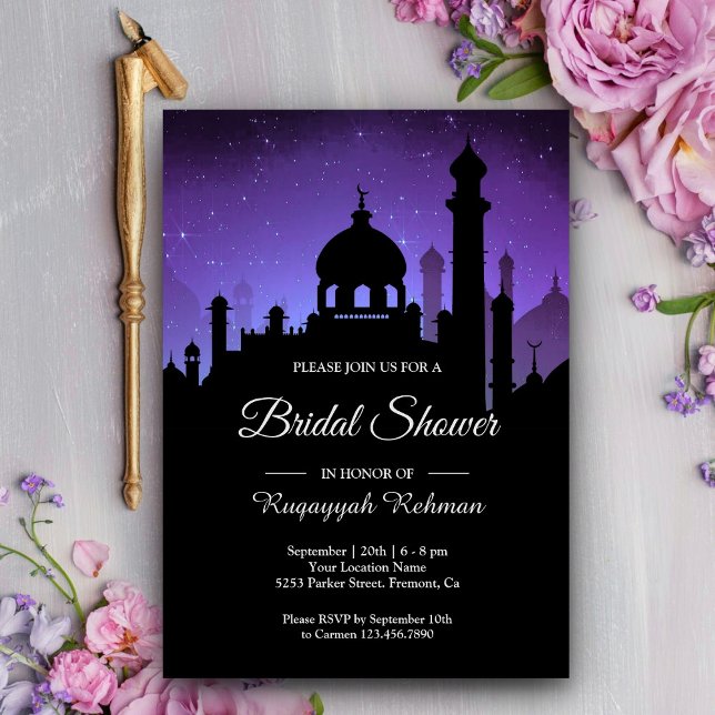 Invitation Purple Night Sky Arabian Nights Fête des mariées (Créateur téléchargé)