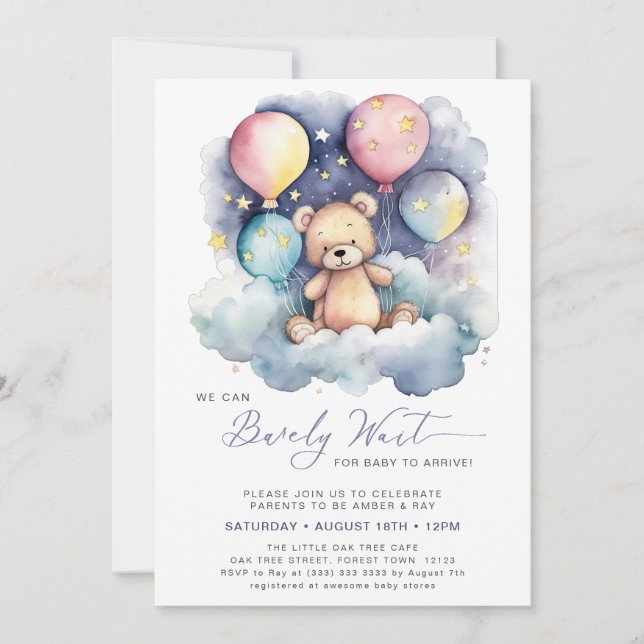 Invitation Purple Nous Pouvons Attendre Rapidement Baby showe (Devant)