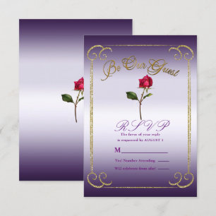 Invitation Purple & Or Rose Rouge Beauté Mariage RSVP Réponse